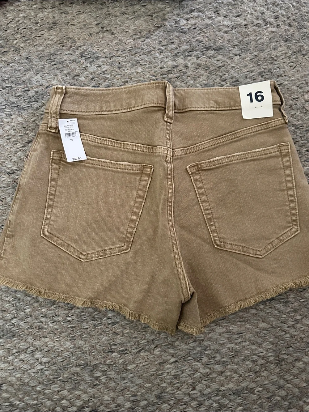 GAP Teen 16 High-Rise Frayed Hem Jean Shorts - Tan